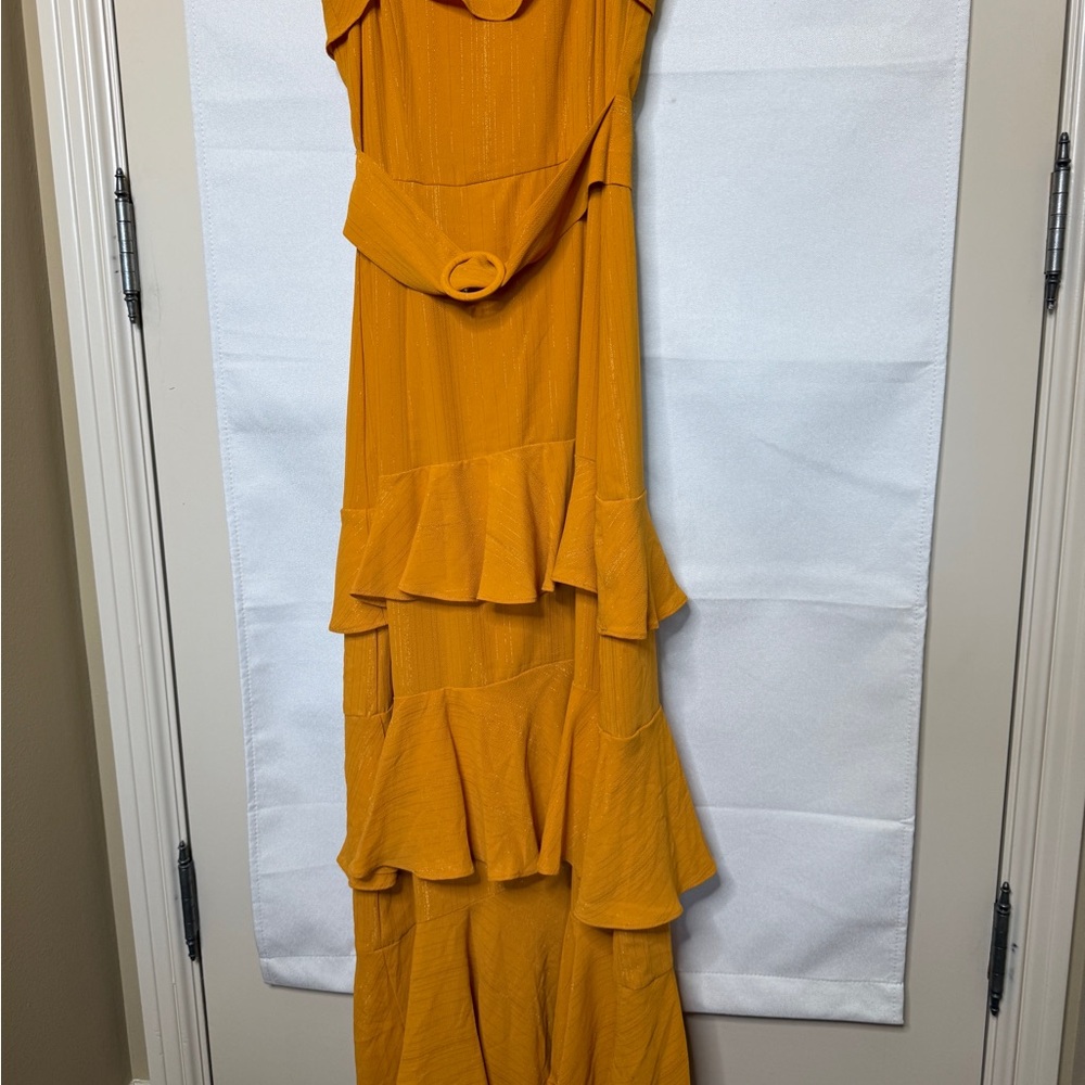 Rachel Mustard Maxi Dress with Ruffles